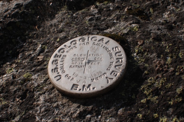 USGS benchmark from October 3, 1906, elevation 4701, Datum "B"