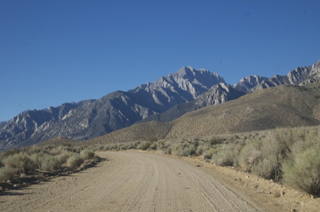 Mt Williamson looming ahead of us as we drive up Foothill Road.