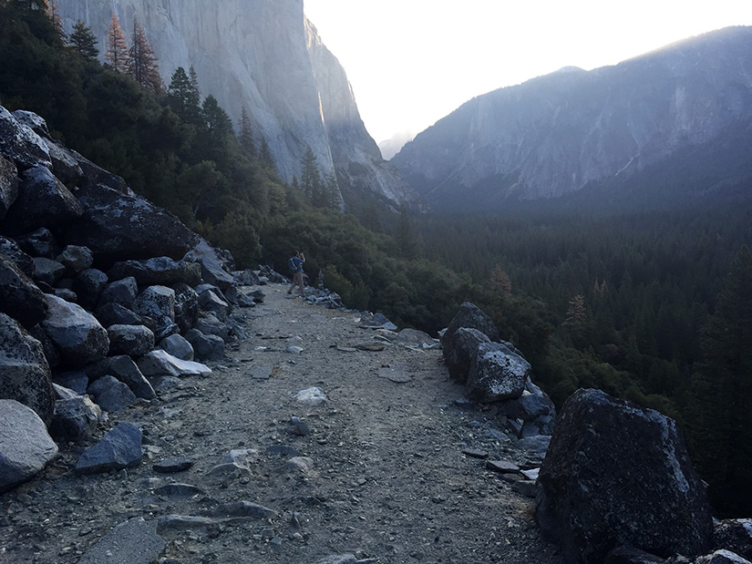 The old road next to an old rock slide.